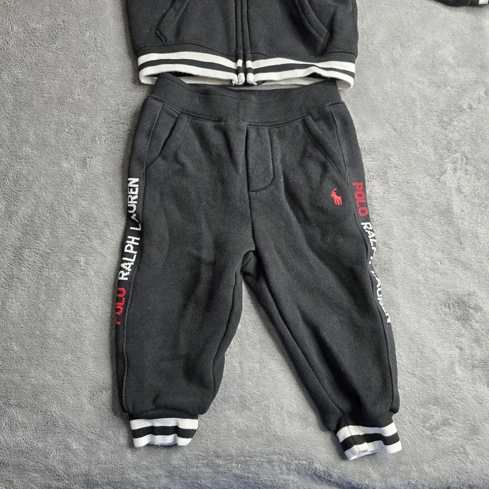 Polo Ralph Lauren Jogger Suit Full Zip Hoodie Kids Size 12 Months 2 Piece Black
